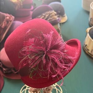 Elegant burgundy Feathered Women's Hat by Scala